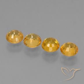 Sapphire Gemstones in 5 mm (calibrated) Size for Sale, Sapphire Stones in Apricot Orange Color