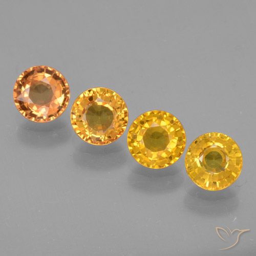Naranja dorado Zafiro Gema - 0.7ct Faceta Redonda (ID: 460897)