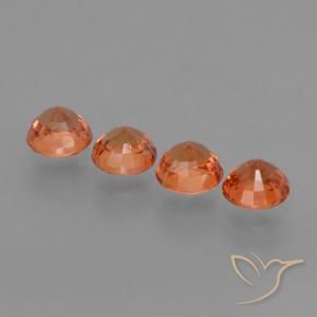 Sapphire Gemstones in 5 mm (calibrated) Size for Sale, Sapphire Stones in Fire Orange Color