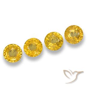 2.46 ctw Yellow Sapphire Stones, Natural Sapphire in Round Facet Shape for Sale