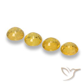 Sapphire Gemstones in 5 mm (calibrated) Size for Sale, Sapphire Stones in Medium Yellow Color