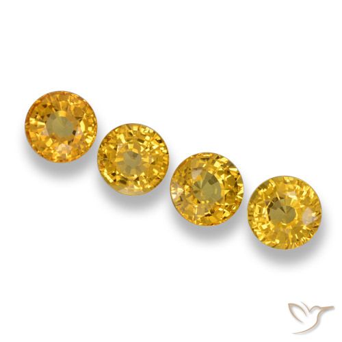 深い黄色 サファイア 宝石 - 0.6ct ラウンドファセット (ID: 460978)