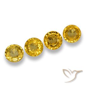 2.32 ctw Yellow Sapphire Stones, Natural Sapphire in Round Facet Shape for Sale