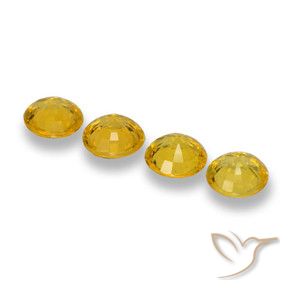 Sapphire Gemstones in 5 mm (calibrated) Size for Sale, Sapphire Stones in Deep Yellow Color