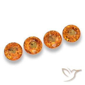 2.44 ctw Orange Sapphire Stones, Natural Sapphire in Round Facet Shape for Sale