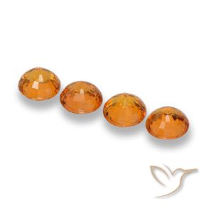 Sapphire Gemstones in 5 mm (calibrated) Size for Sale, Sapphire Stones in Apricot Orange Color