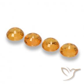 Sapphire Gemstones in 5 mm (calibrated) Size for Sale, Sapphire Stones in Deep Orange-Gold Color