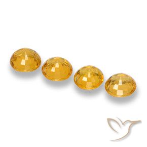 Sapphire Gemstones in 5 mm (calibrated) Size for Sale, Sapphire Stones in Deep Golden Orange Color