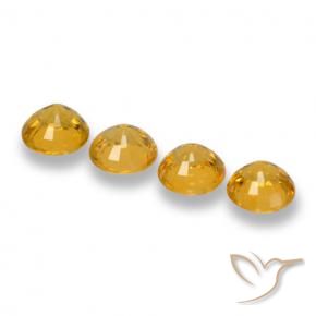 Sapphire Gemstones in 5 mm (calibrated) Size for Sale, Sapphire Stones in Deep Golden Orange Color