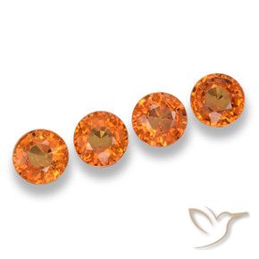 2.35 ctw Orange Sapphire Stones, Natural Sapphire in Round Facet Shape for Sale