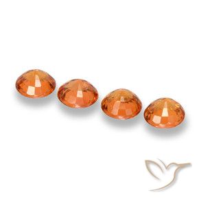Sapphire Gemstones in 5 mm (calibrated) Size for Sale, Sapphire Stones in Deep Orange Color