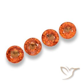 2.25 ctw Orange Sapphire Stones, Natural Sapphire in Round Facet Shape for Sale