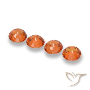 Sapphire Gemstones in 5 mm (calibrated) Size for Sale, Sapphire Stones in Medium Orange Color