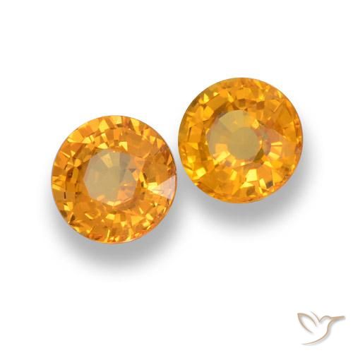 1.27 ctw Golden Sapphire Stones, Natural Sapphire in Round Facet Shape for Sale