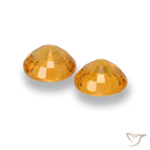 Sapphire Gemstones in 5 mm (calibrated) Size for Sale, Sapphire Stones in Deep Orange-Gold Color