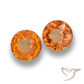1.39 ctw Orange Sapphire Stones, Natural Sapphire in Round Facet Shape for Sale