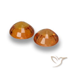 Sapphire Gemstones in 5 mm (calibrated) Size for Sale, Sapphire Stones in Medium Orange Color
