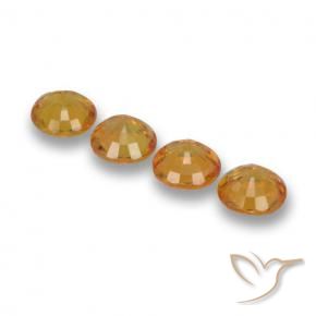 Sapphire Gemstones in 5 mm (calibrated) Size for Sale, Sapphire Stones in Deep Orange-Gold Color