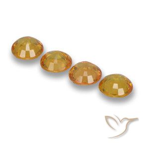 Sapphire Gemstones in 5 mm (calibrated) Size for Sale, Sapphire Stones in Deep Golden Orange Color