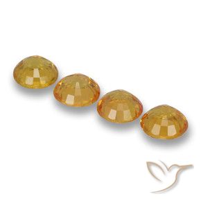 Sapphire Gemstones in 5 mm (calibrated) Size for Sale, Sapphire Stones in Medium-Light Orange Color
