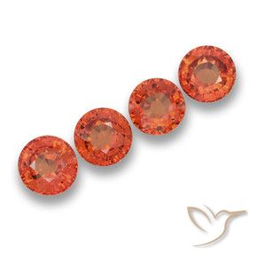 2.46 ctw Orange Sapphire Stones, Natural Sapphire in Round Facet Shape for Sale