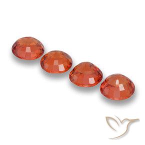 Sapphire Gemstones in 5 mm (calibrated) Size for Sale, Sapphire Stones in Medium Orange Color