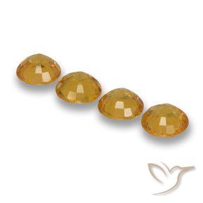 Sapphire Gemstones in 5 mm (calibrated) Size for Sale, Sapphire Stones in Deep Orange-Gold Color