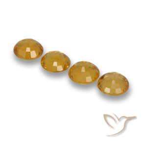 Sapphire Gemstones in 5 mm (calibrated) Size for Sale, Sapphire Stones in Medium-Light Orange Color