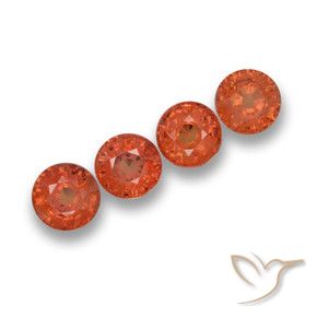2.30 ctw Orange Sapphire Stones, Natural Sapphire in Round Facet Shape for Sale