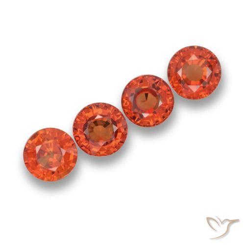 2.66 ctw Orange Sapphire Stones, Natural Sapphire in Round Facet Shape for Sale