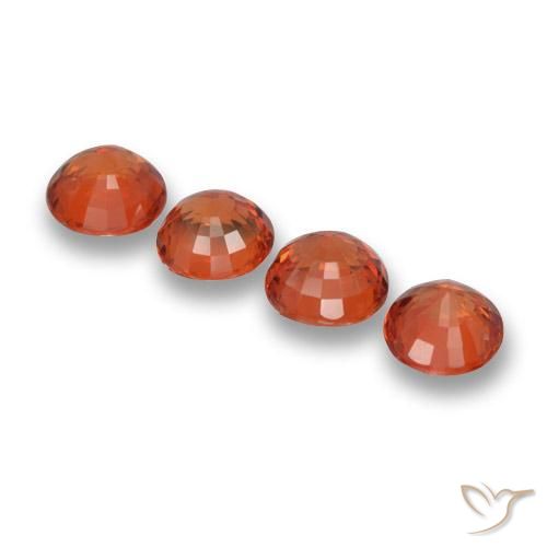 Sapphire Gemstones in 5 mm (calibrated) Size for Sale, Sapphire Stones in Warm Orange Color