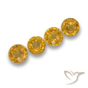 2.40 ctw Golden Sapphire Stones, Natural Sapphire in Round Facet Shape for Sale