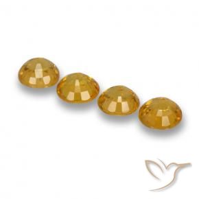 Sapphire Gemstones in 5 mm (calibrated) Size for Sale, Sapphire Stones in Deep Golden Orange Color