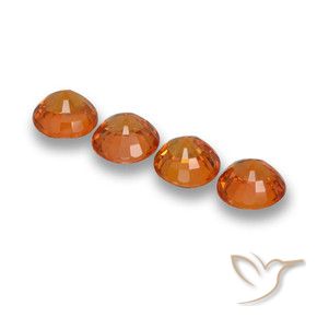 Sapphire Gemstones in 5 mm (calibrated) Size for Sale, Sapphire Stones in Deep Orange Color