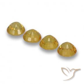 Sapphire Gemstones in 5 mm (calibrated) Size for Sale, Sapphire Stones in Deep Yellow Color