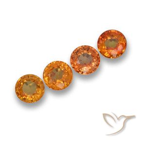 2.35 ctw Orange Sapphire Stones, Natural Sapphire in Round Facet Shape for Sale