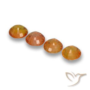 Sapphire Gemstones in 5 mm (calibrated) Size for Sale, Sapphire Stones in Bright Orange Color
