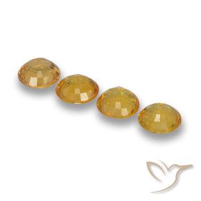 Sapphire Gemstones in 5 mm (calibrated) Size for Sale, Sapphire Stones in Golden Orange Color