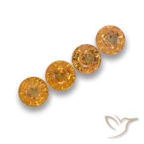 2.11 ctw Orange Sapphire Stones, Natural Sapphire in Round Facet Shape for Sale
