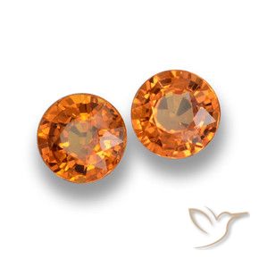 1.23 ctw Orange Sapphire Stones, Natural Sapphire in Round Facet Shape for Sale