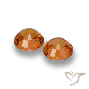 Sapphire Gemstones in 5 mm (calibrated) Size for Sale, Sapphire Stones in Yellowish Orange Color