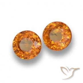 1.23 ctw Orange Sapphire Stones, Natural Sapphire in Round Facet Shape for Sale