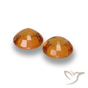 Sapphire Gemstones in 5 mm (calibrated) Size for Sale, Sapphire Stones in Medium Orange Color