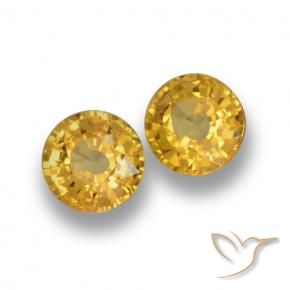 1.14 ctw Golden Sapphire Stones, Natural Sapphire in Round Facet Shape for Sale