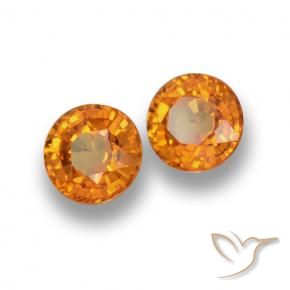 1.11 ctw Orange Sapphire Stones, Natural Sapphire in Round Facet Shape for Sale