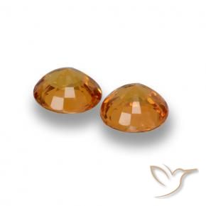 Sapphire Gemstones in 5 mm (calibrated) Size for Sale, Sapphire Stones in Medium Orange Color