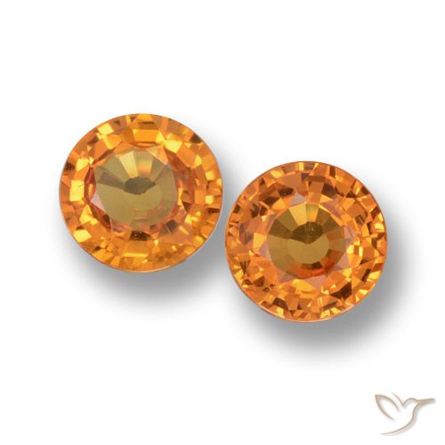1.18 ct Loose Orange Sapphire, 5 mm Round Cut From Tanzania, Photo A