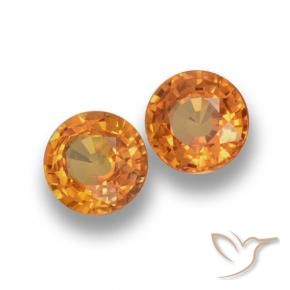 1.18 ctw Orange Sapphire Stones, Natural Sapphire in Round Facet Shape for Sale
