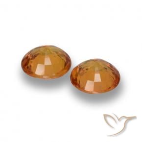 Sapphire Gemstones in 5 mm (calibrated) Size for Sale, Sapphire Stones in Medium Orange Color