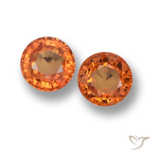 1.25 ct Loose Orange Sapphire, 5.1 mm Round Cut From Tanzania, Photo A